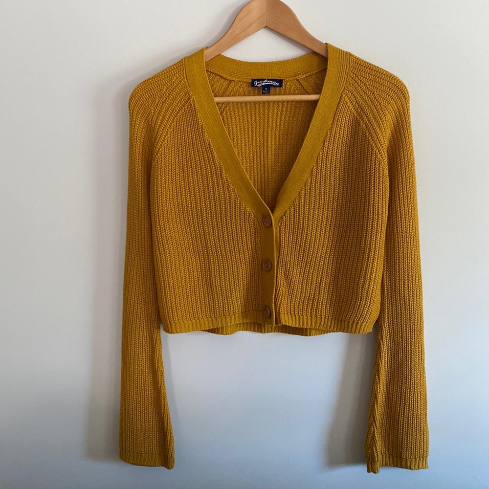 Freshman 1996 Mustard yellow knit cropped cardigan size S